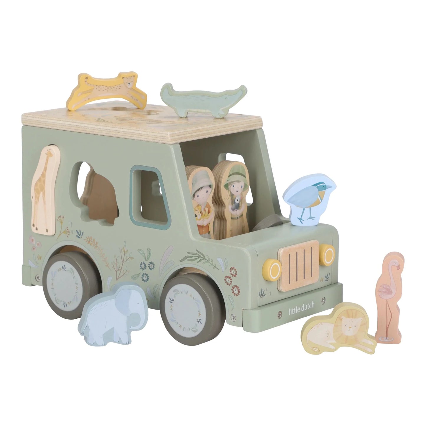 Koka formiņu šķirotājs Safari Auto, Safari Friends Shape Sorter, Little Dutch, LD7447