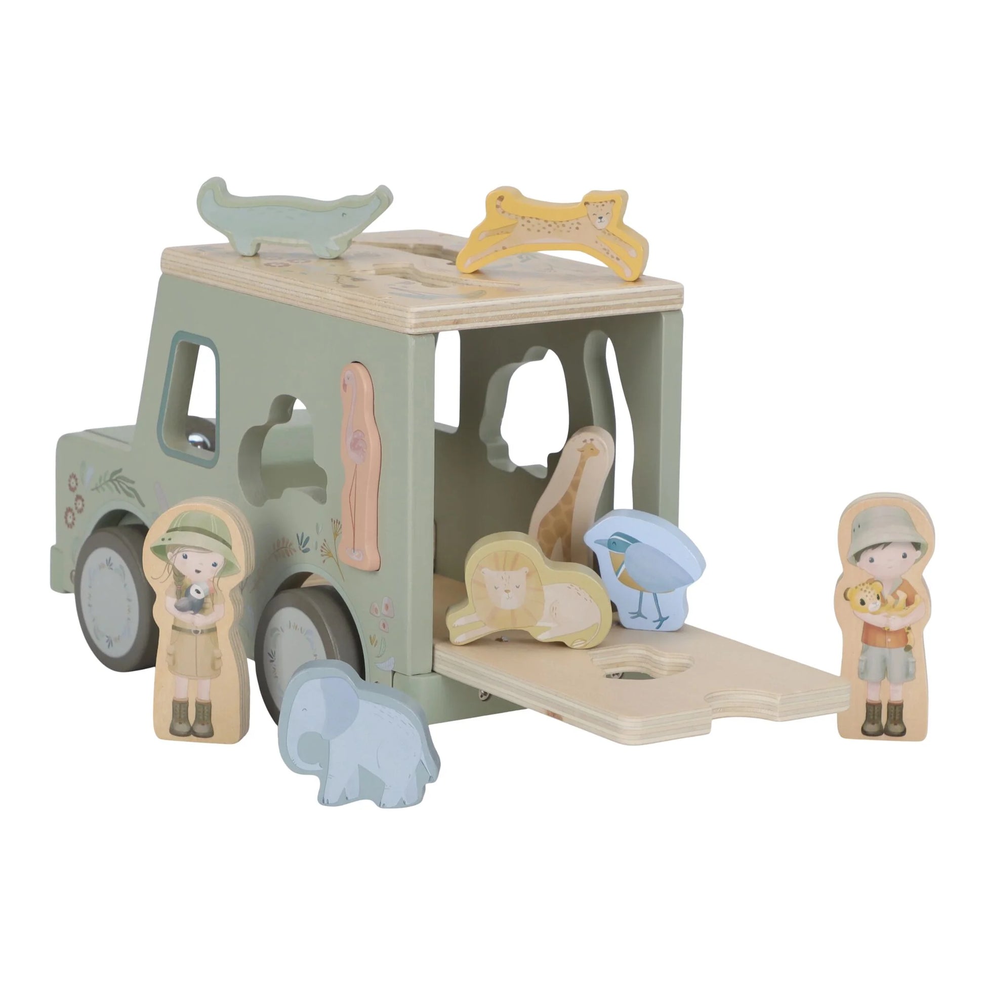 Koka formiņu šķirotājs Safari Auto, Safari Friends Shape Sorter, Little Dutch, LD7447