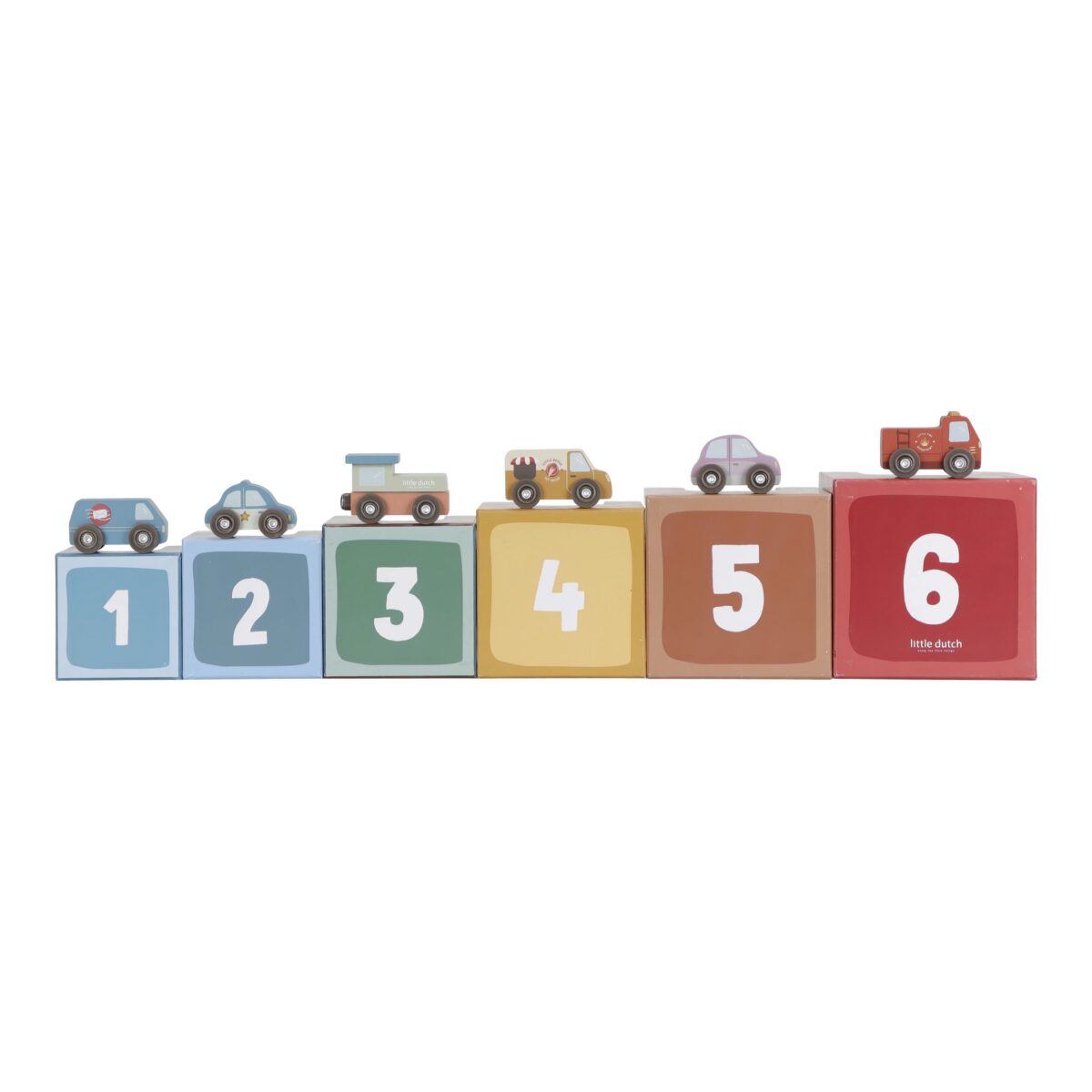 Kartona kluči ar mašīnām, Stacking Blocks with Cars, Little Dutch