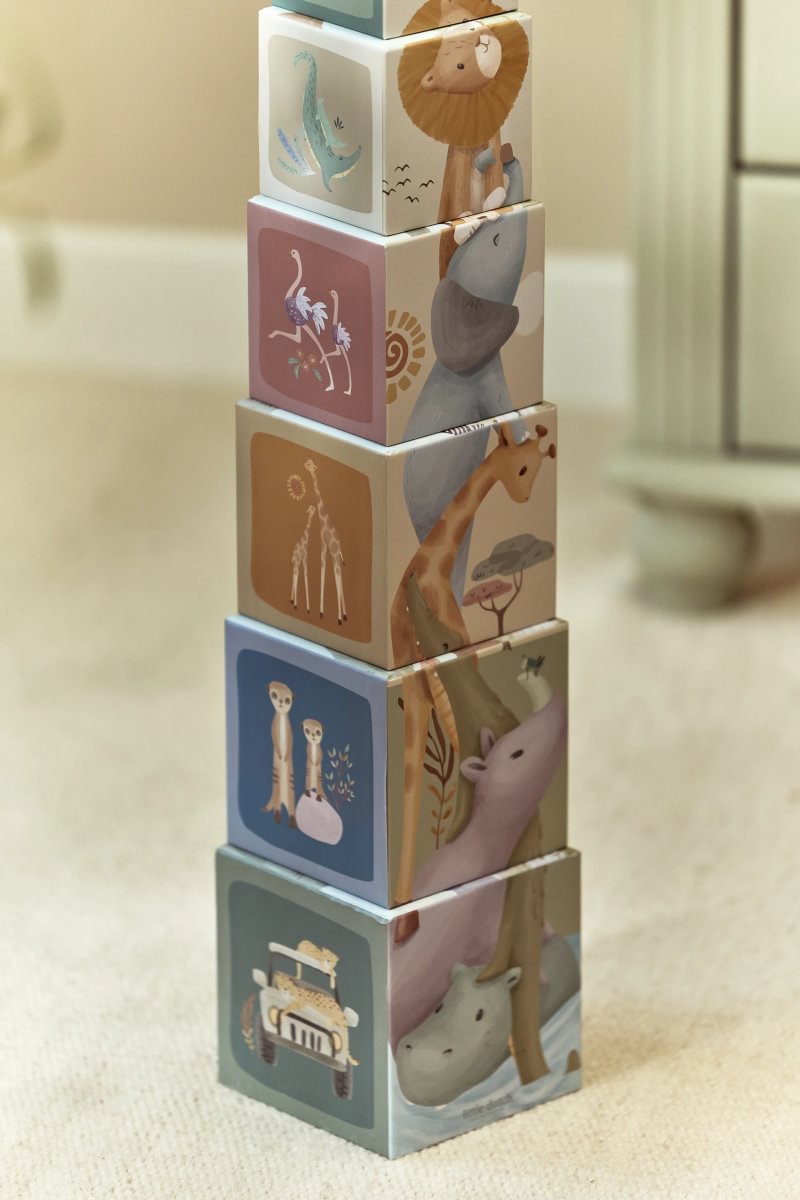 Kraujamie kartona kluči, Stacking Tower Safari Friends, Little Dutch, LD7439