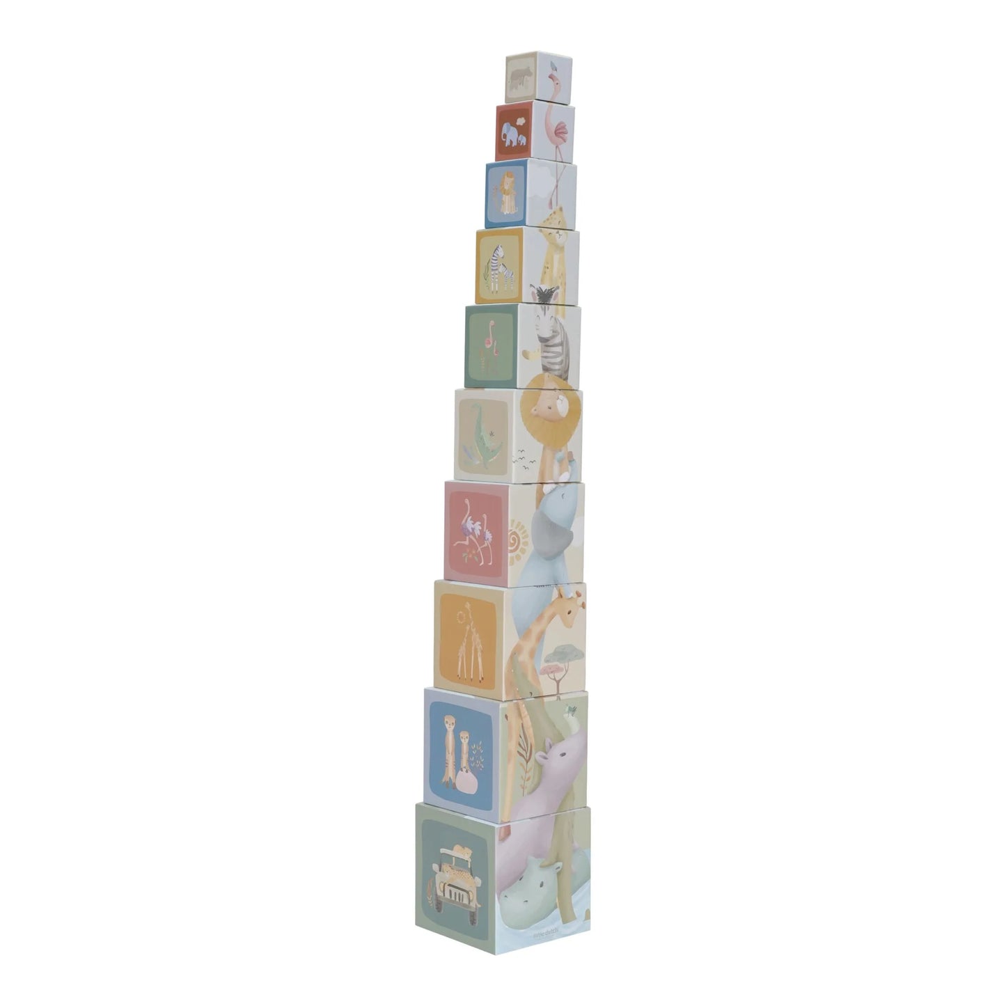 Kraujamie kartona kluči, Stacking Tower Safari Friends, Little Dutch, LD7439