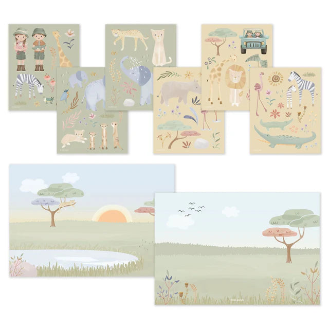 Uzlīmju aktivitāšu grāmata Sticker Story Booklet, Safari Friends, Little Dutch, Artikuls: BT126904