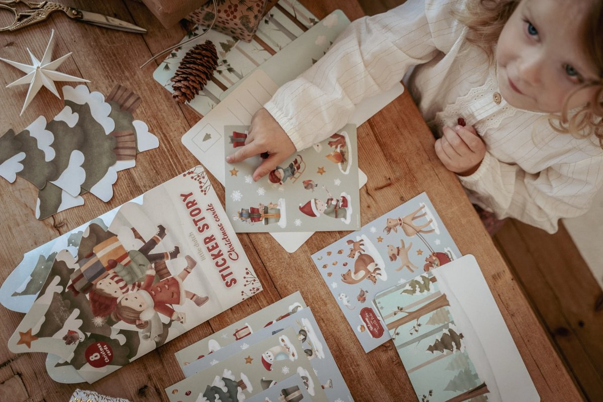Ziemassvētku uzlīmju grāmata, Christmas Cards & Stickers Set, Little Dutch, LD126640