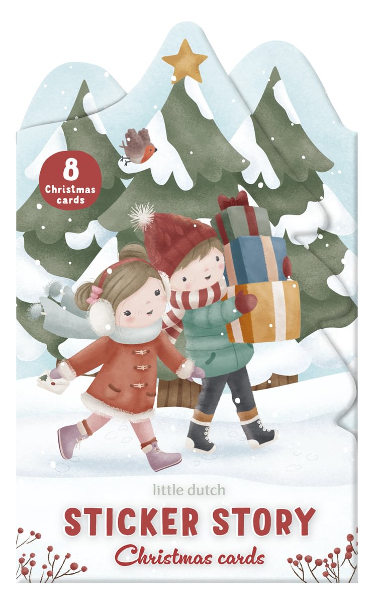 Ziemassvētku uzlīmju grāmata, Christmas Cards & Stickers Set, Little Dutch, LD126640
