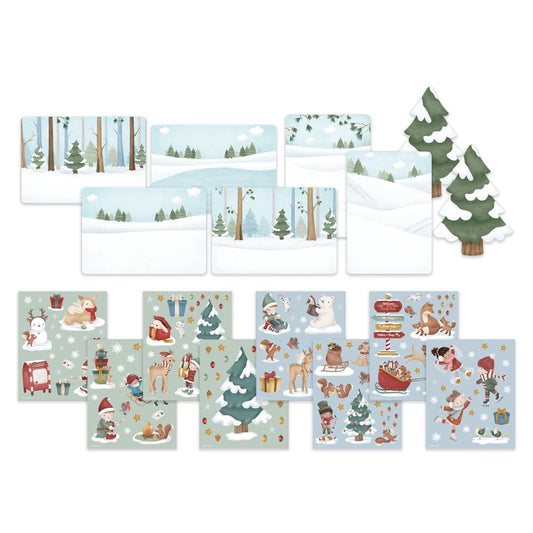 Ziemassvētku uzlīmju grāmata, Christmas Cards & Stickers Set, Little Dutch, LD126640