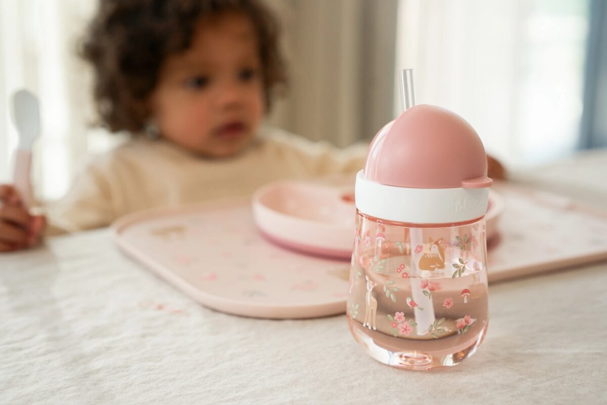 Krūzīte ar salmiņu, Straw Cup Fairy Garden, rozā, Little Dutch, LD108014065406