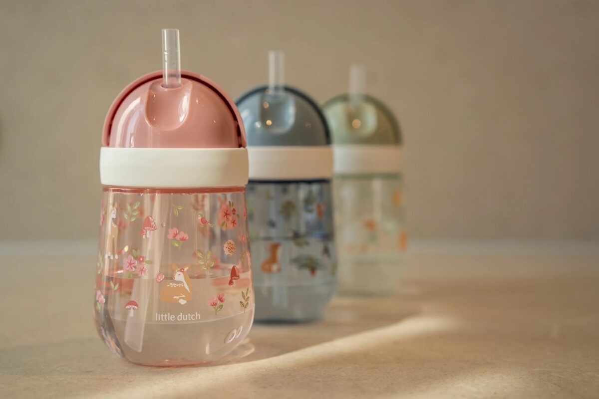 Krūzīte ar salmiņu, Straw Cup Fairy Garden, rozā, Little Dutch, LD108014065406