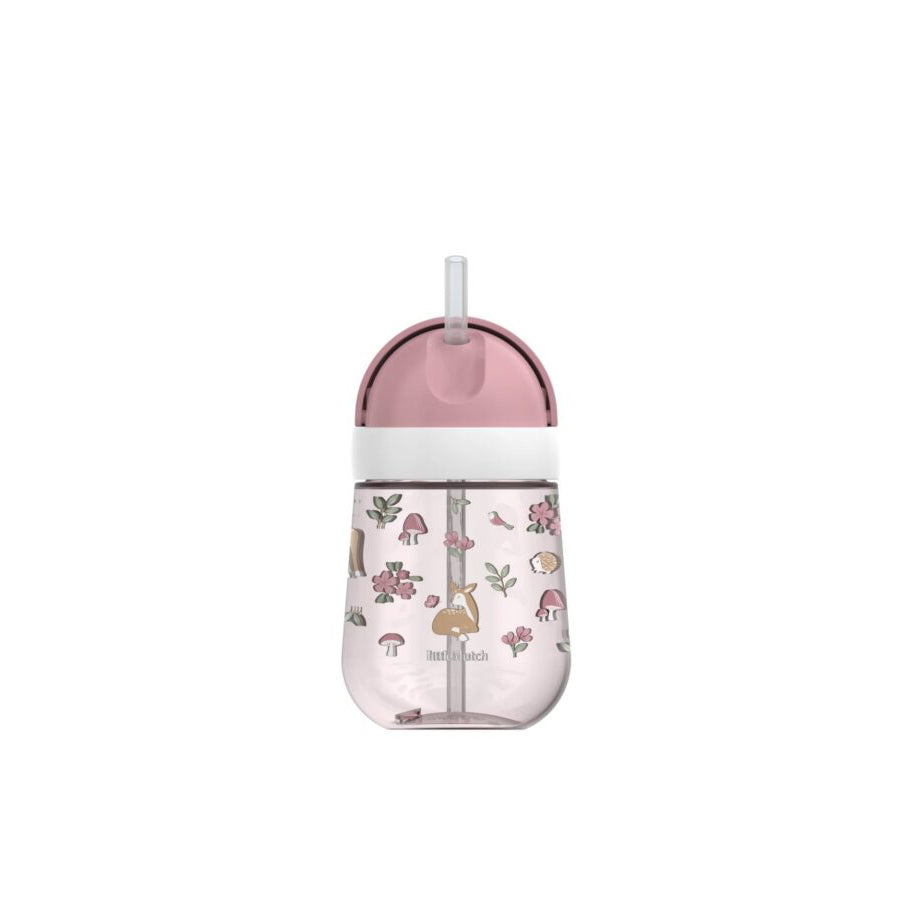 Krūzīte ar salmiņu, Straw Cup Fairy Garden, rozā, Little Dutch, LD108014065406