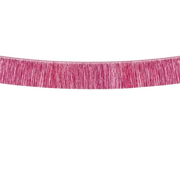 Svētku virtene ar bārkstīm - Fringe Garland, party deco, rozā, FG1-081