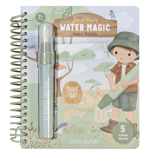 Ar ūdeni krāsojamā grāmata Jim & Safari Friends, Watercolor book, Little Dutch, Artikuls: BT126921