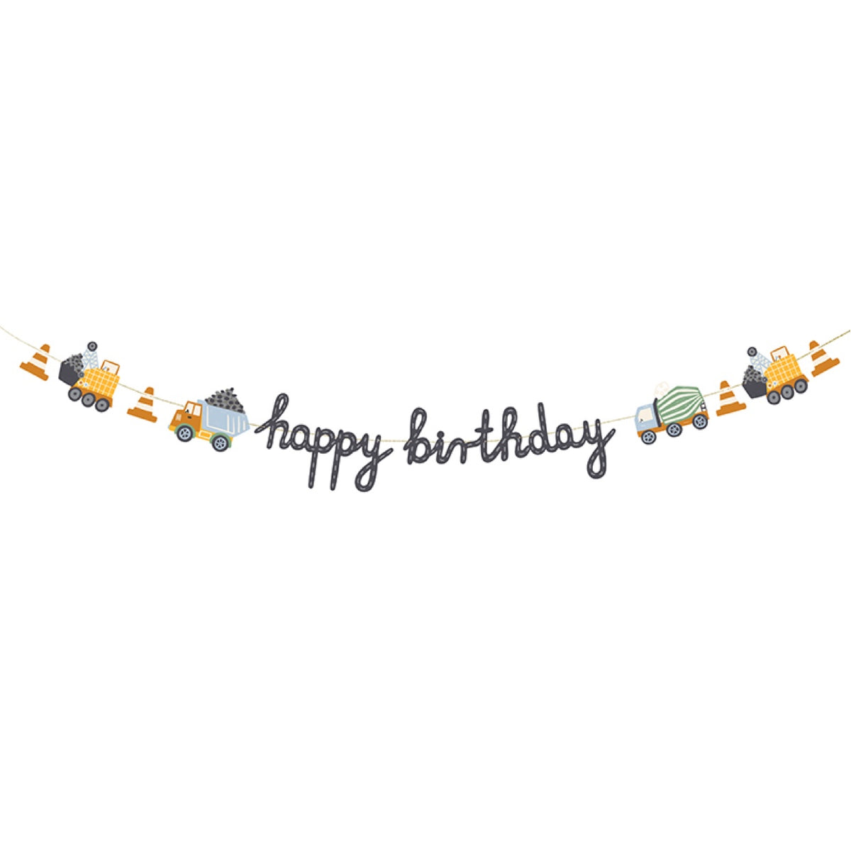 Dzimšanas dienas svētku virtene - Happy Birthday Banner Construction Vehicles Car, 2m