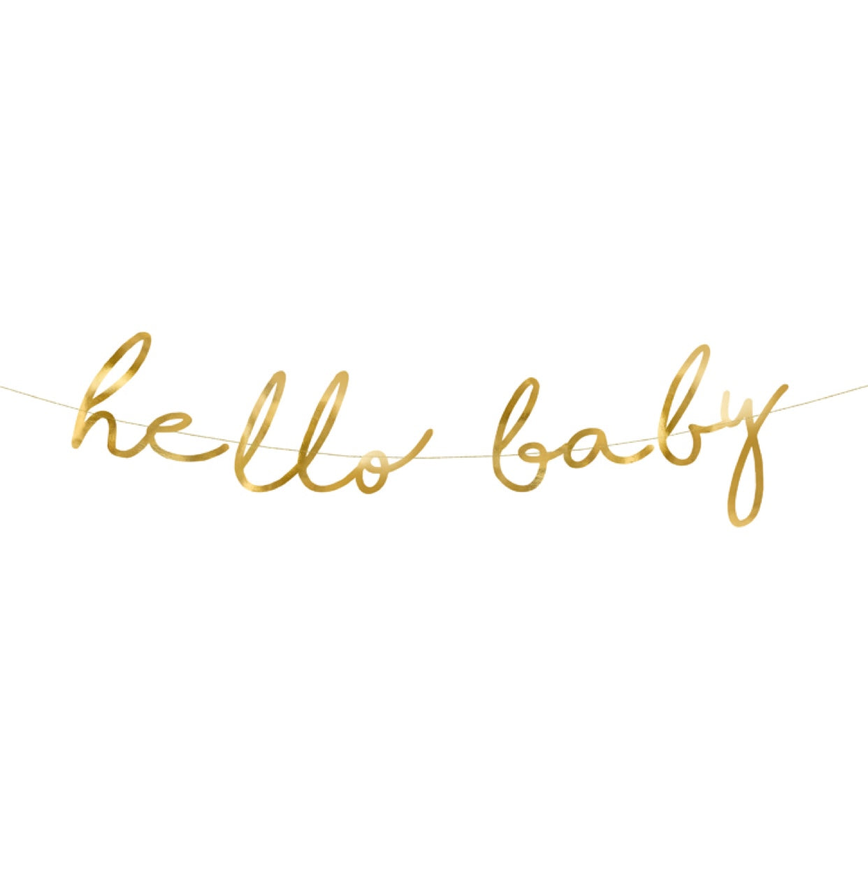 Svētku virtene ar uzrakstu "Hello Baby", zelta, 200cm