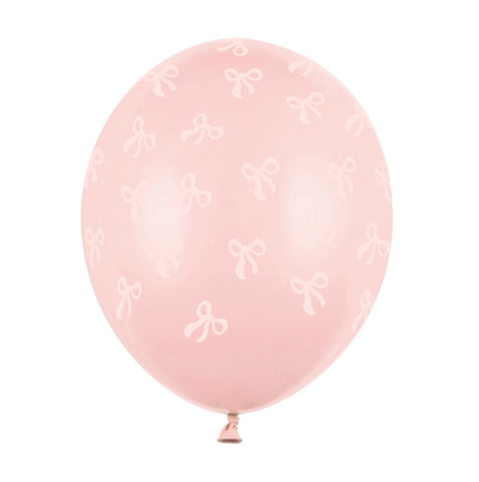 Balons - Bows Pink, rozā ar bēšām bantītēm 30cm