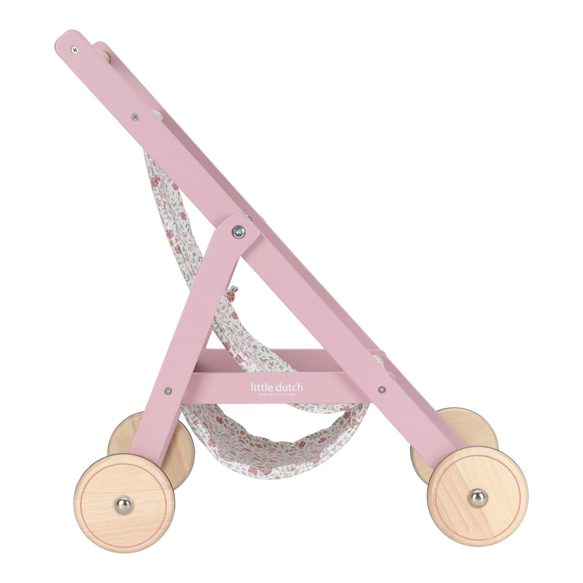 Koka leļļu rati, Wooden Doll Stroller Soft Flowers, Little Dutch, ld2518
