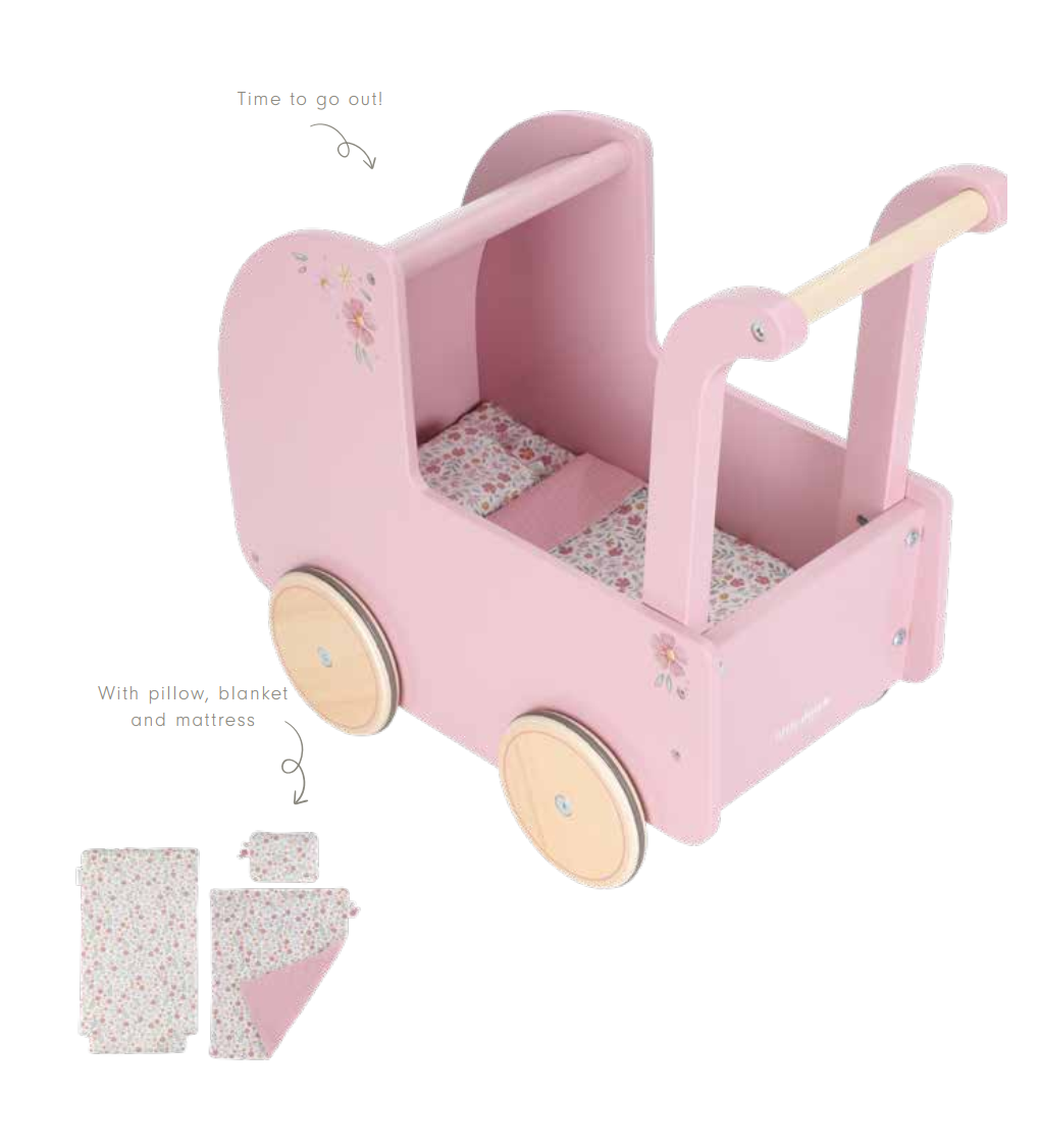 Leļļu koka rati, Wooden Doll Pram, Little Dutch, LD2519