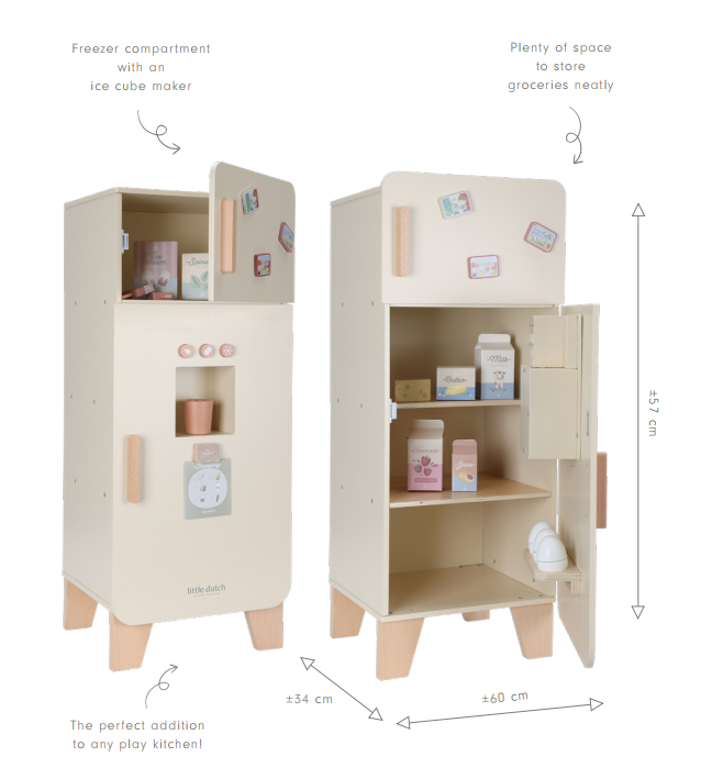 Bērnu rotaļu ledusskapis, koka, Wooden Fridge, Little Dutch