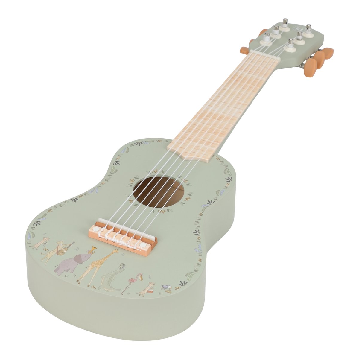 Bērnu koka ģitāra, zaļa, Wooden Guitar Safari Friends, Little Dutch, ld7470