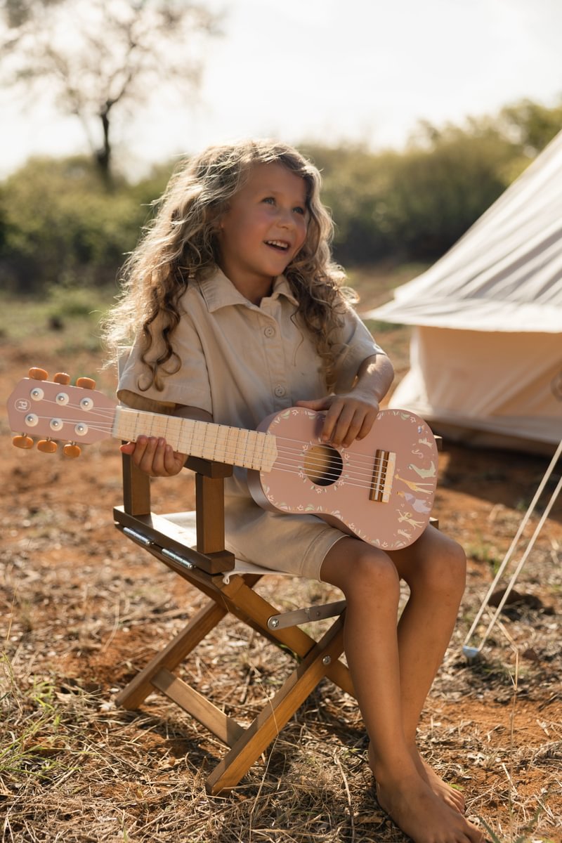 Bērnu koka ģitāra, rozā, Wooden Guitar Safari Friends, Little Dutch, ld7471