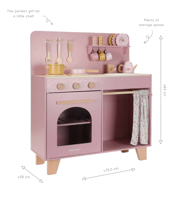 Bērnu rotaļu koka virtuve ar skaņu, Wooden Play Kitchen Sound, Little Dutch, ld2501