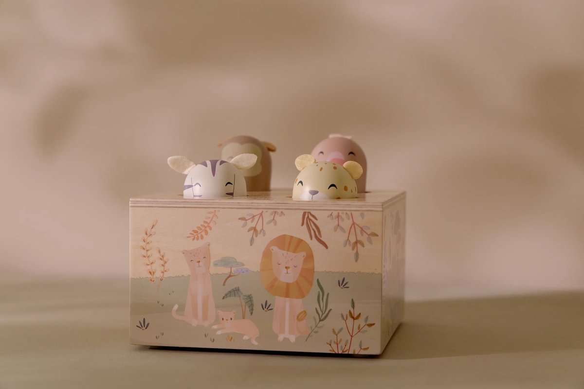 Koka izlecošie dzīvnieciņi Safari Friends, Pop-up Toy, Little Dutch