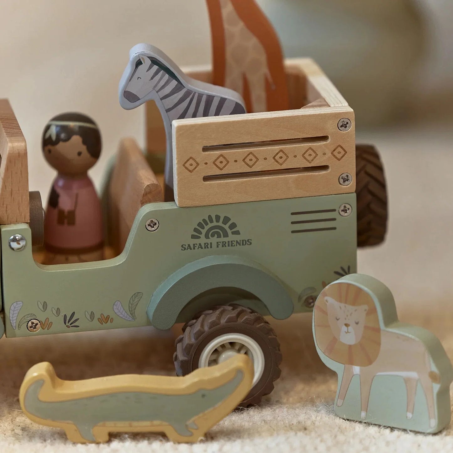 Koka safari auto komplekts, Wooden Safari Car, Little Dutch, LD7482