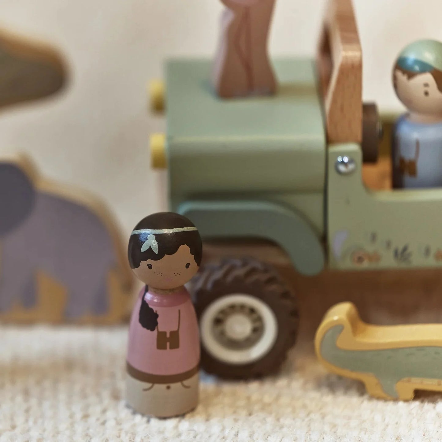 Koka safari auto komplekts, Wooden Safari Car, Little Dutch, LD7482