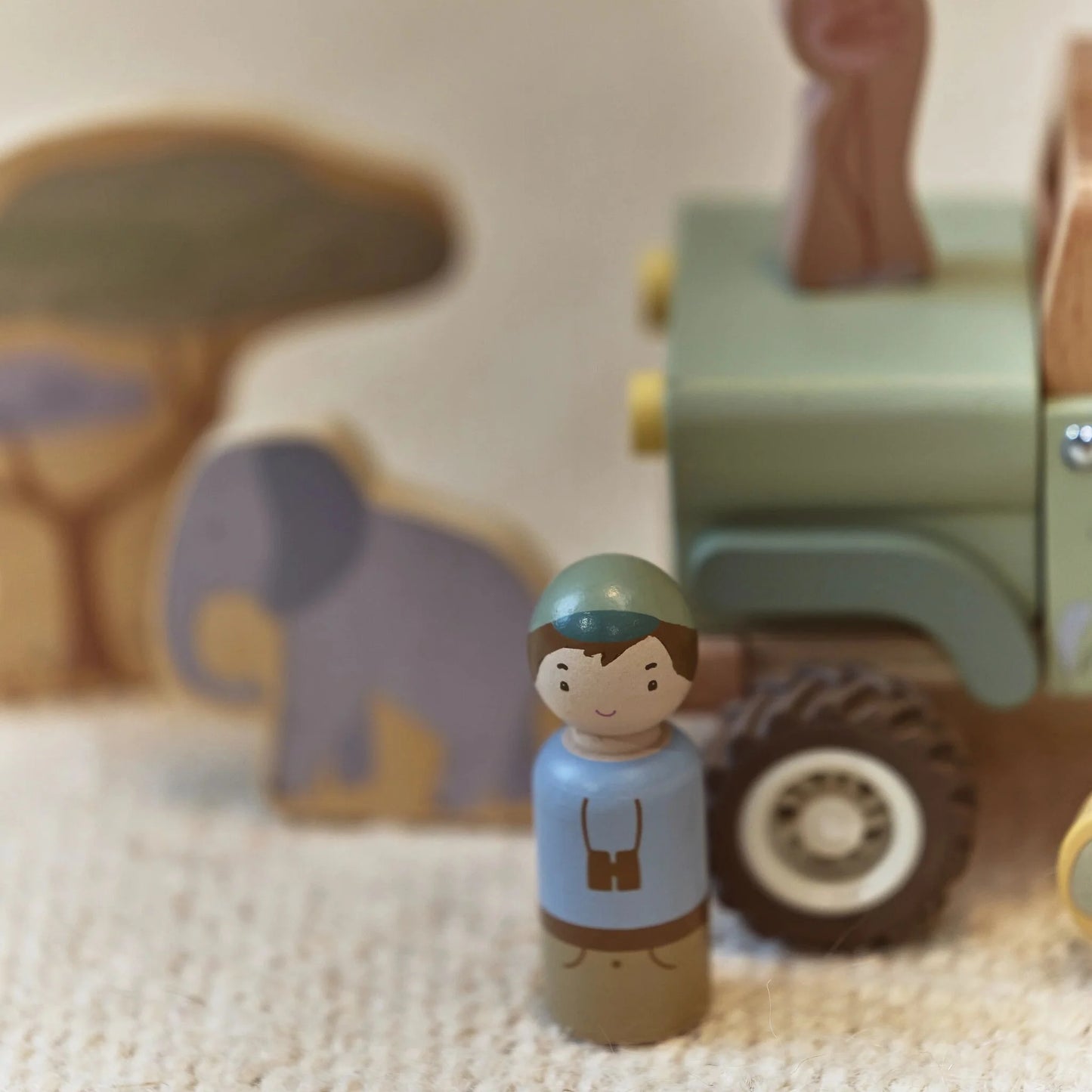 Koka safari auto komplekts, Wooden Safari Car, Little Dutch, LD7482