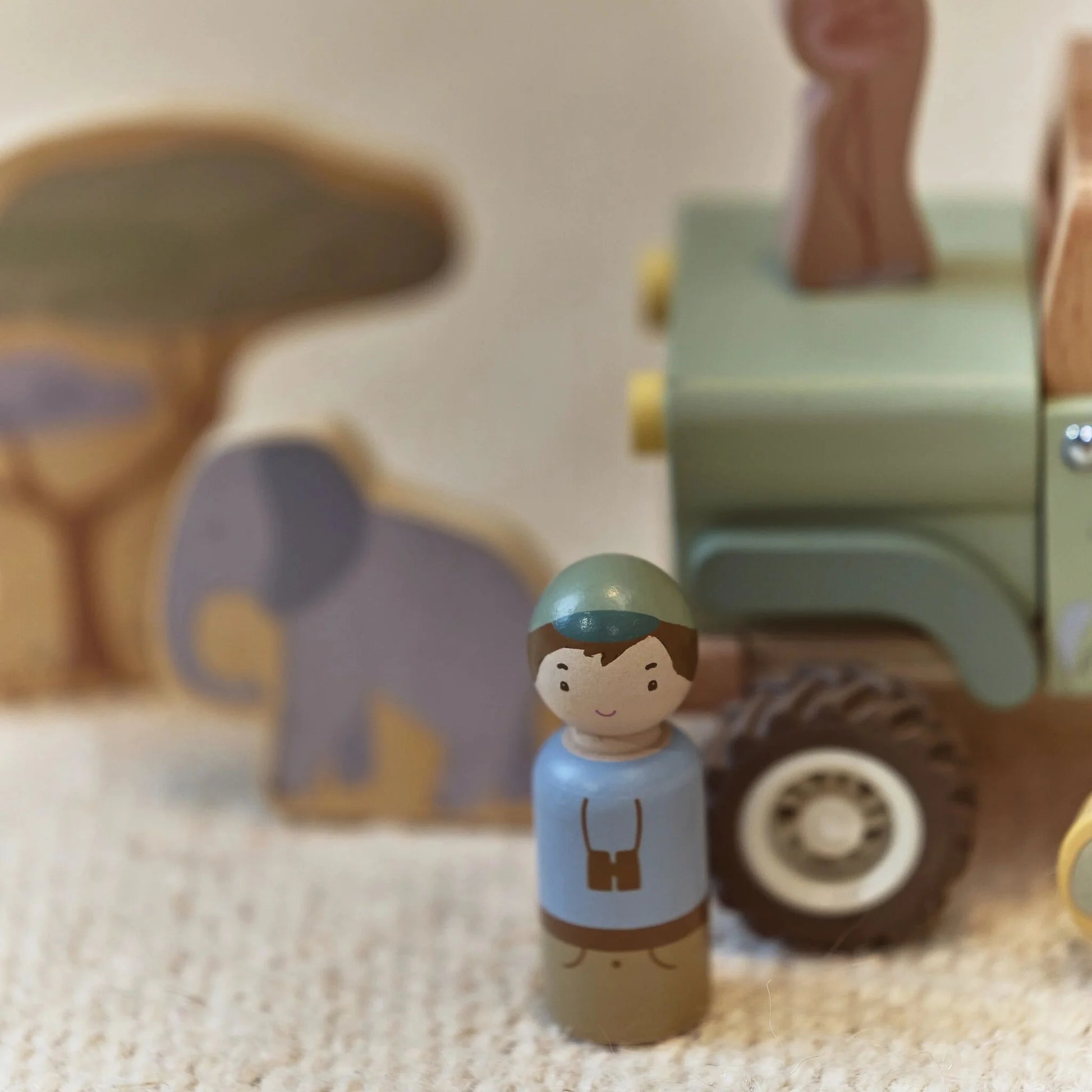 Koka safari auto komplekts, Wooden Safari Car, Little Dutch, LD7482