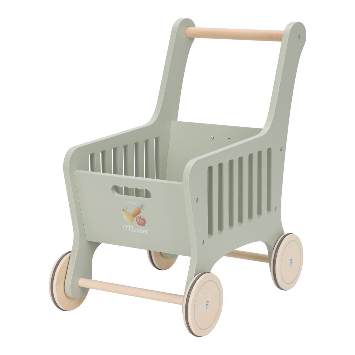 Koka iepirkumu ratiņi, Wooden Shopping Cart, Little Dutch