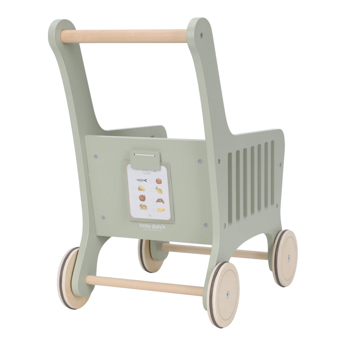 Koka iepirkumu ratiņi, Wooden Shopping Cart, Little Dutch