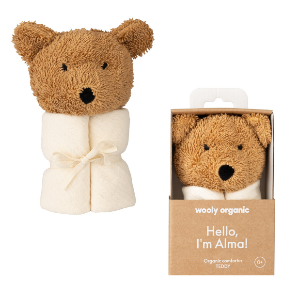 Muslīna sedziņa lācis Alma, Muslin Comforter Soft Teddy, Wooly Organic, T-912-T-117