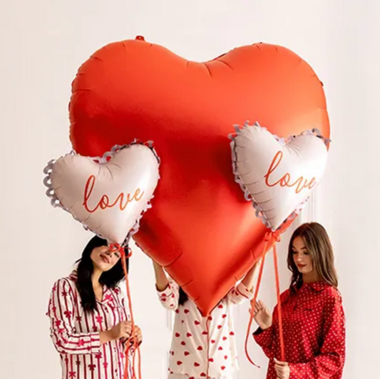 XXL folijos balionas Širdis - pripildytas oru, Heart Balloon, 136x129 cm