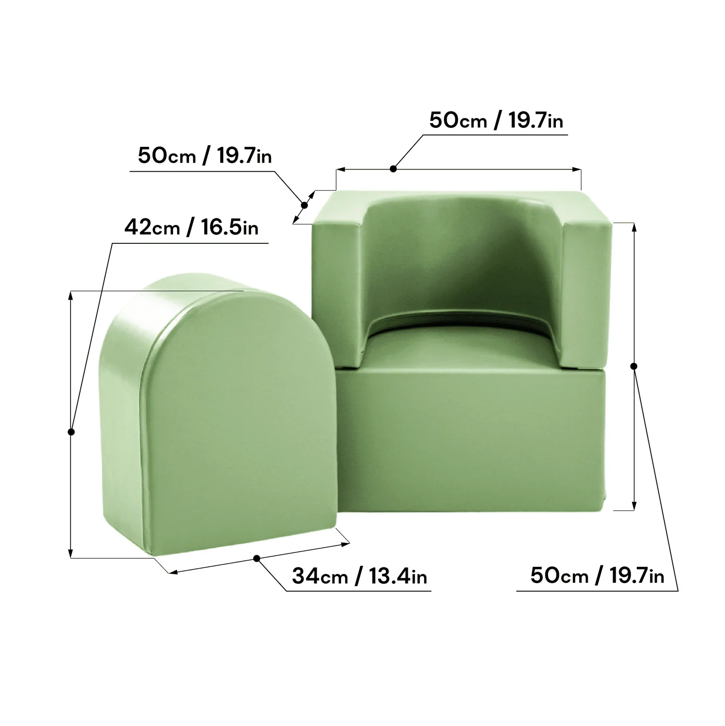 Atpūtas krēsls Snoozy, Soft Play Sofa Chair, IGLU - zaļš, SET_Playchair_04
