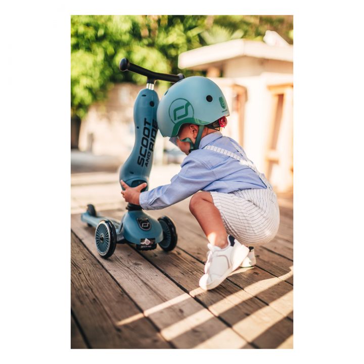 Bērns ar ķiveri un skrejritenis Highway Kick, zils, 2in1, Steel, Scoot and Ride, 96271