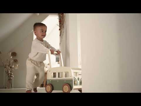 Video - Koka stumjama rotaļlietu kaste, Staigulis, auto, Walker Vintage Retro Bus, Little Dutch, 7105